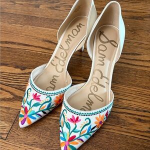 Sam Edelman Women's Floral Embroidered Heels  - Telsa 2 D’Orsay - Size 11
